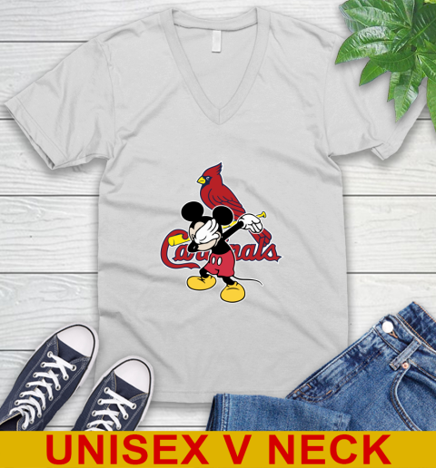 St.Louis Cardinals MLB Baseball Dabbing Mickey Disney Sports V-Neck T-Shirt