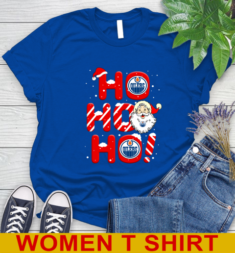Edmonton Oilers NHL Hockey Ho Ho Ho Santa Claus Merry Christmas Shirt Women's T-Shirt 10