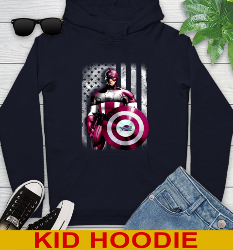 Cleveland Cavaliers NBA Basketball Captain America Marvel Avengers American Flag Shirt Youth Hoodie 3