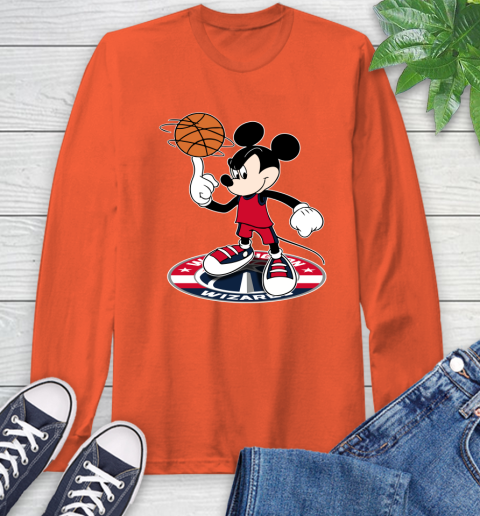 NBA Basketball Washington Wizards Cheerful Mickey Disney Shirt Long Sleeve T-Shirt 5