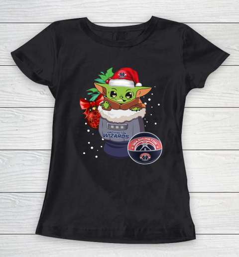 Washington Wizards Christmas Baby Yoda Star Wars Funny Happy NBA Women's T-Shirt 2