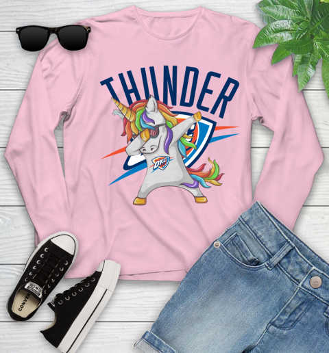 Oklahoma City Thunder NBA Basketball Funny Unicorn Dabbing Sports Youth Long Sleeve 10