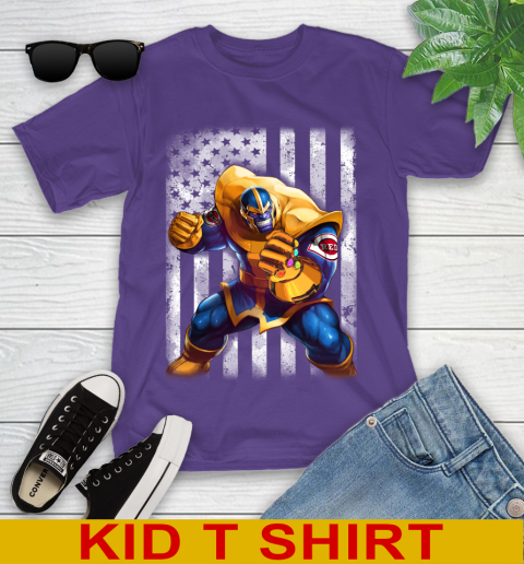 MLB Baseball Cincinnati Reds Thanos Marvel American Flag Shirt Youth T-Shirt 3
