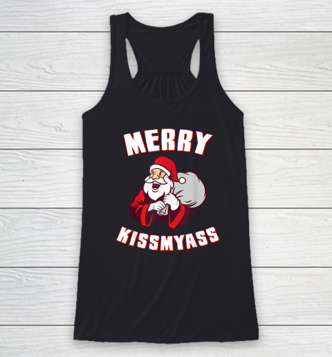 Merry Kissmyass Funny Christmas Racerback Tank