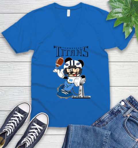 NFL Tennessee Titans Mickey Mouse Disney Super Bowl Football T Shirt V-Neck T-Shirt 6