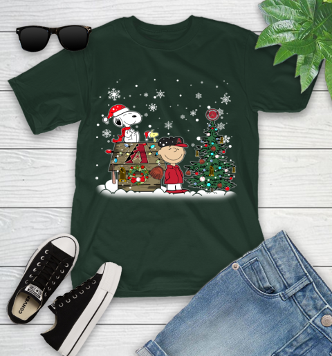 MLB Arizona Diamondbacks Snoopy Charlie Brown Christmas Baseball Commissioner's Trophy Youth T-Shirt 5