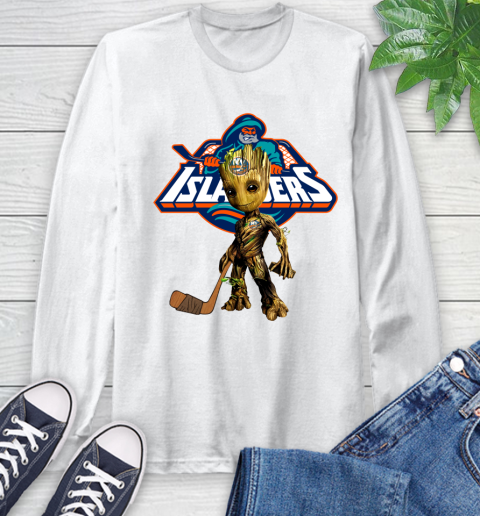 New York Islanders NHL Hockey Groot Marvel Guardians Of The Galaxy Long Sleeve T-Shirt