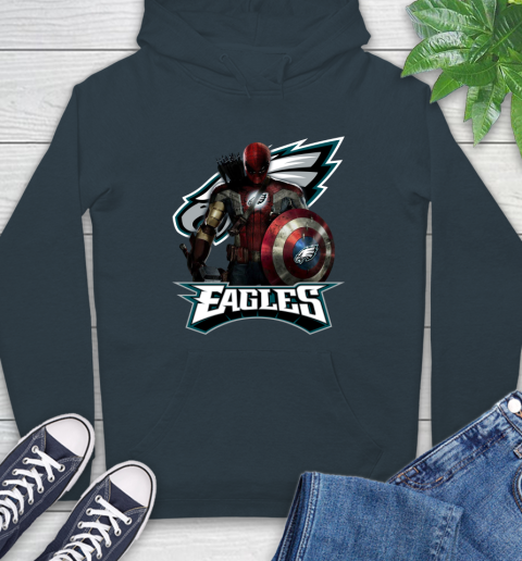NFL Captain America Thor Spider Man Hawkeye Avengers Endgame Football Philadelphia Eagles Hoodie 7