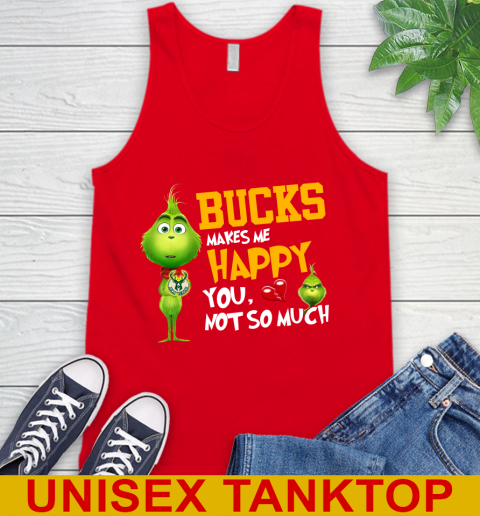 NBA Milwaukee Bucks Makes Me Happy You Not So Much Grinch Basketball Sports Tank Top 5