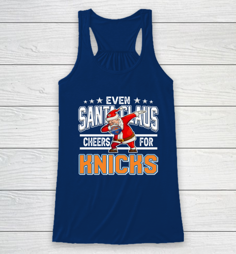 New York Knicks Even Santa Claus Cheers For Christmas NBA Racerback Tank 6