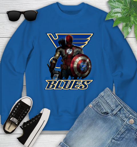 NHL Captain America Thor Spider Man Hawkeye Avengers Endgame Hockey St.Louis Blues Youth Sweatshirt 8