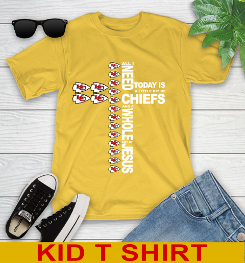 NFL All I Need Today Is A Little Bit Of Kansas City Chiefs Cross Shirt Youth T-Shirt 9