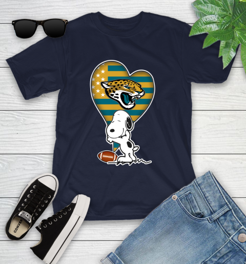 Jacksonville Jaguars NFL Football The Peanuts Movie Adorable Snoopy Youth T-Shirt 3