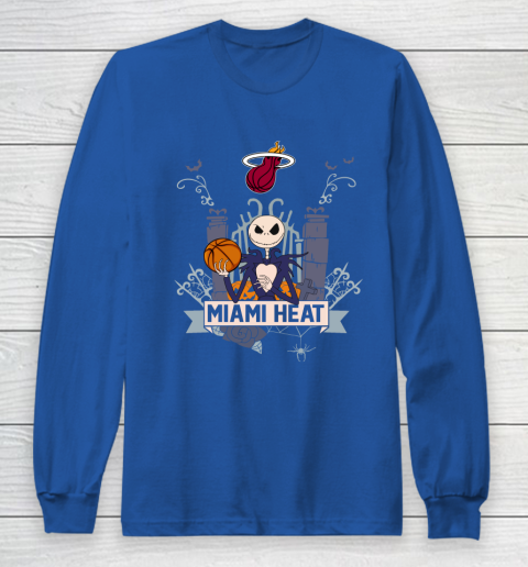 NBA Miami Heat Basketball Jack Skellington Halloween Long Sleeve T-Shirt 6