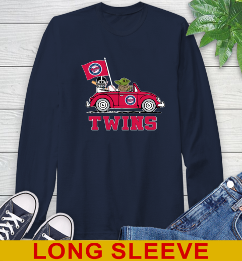 MLB Baseball Minnesota Twins Darth Vader Baby Yoda Driving Star Wars Shirt Long Sleeve T-Shirt 4