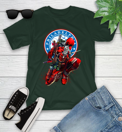 NBA Deadpool Marvel Comics Sports Basketball Philadelphia 76ers Youth T-Shirt 5