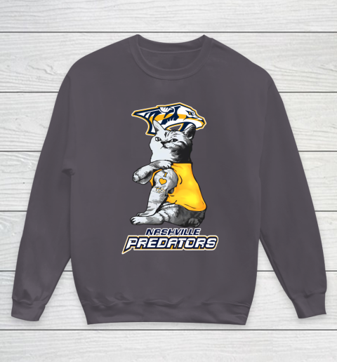 NHL My Cat Loves Nashville Predators Hockey Youth Sweatshirt 5