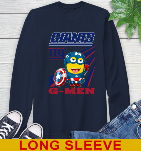 NFL Football New York Giants Captain America Marvel Avengers Minion Shirt Long Sleeve T-Shirt 3