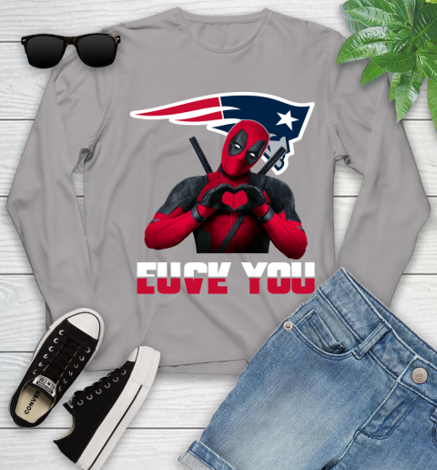 NHL New England Patriots Deadpool Love You Fuck You Football Sports Youth Long Sleeve 5