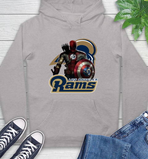 NFL Captain America Thor Spider Man Hawkeye Avengers Endgame Football Los Angeles Rams Hoodie 12