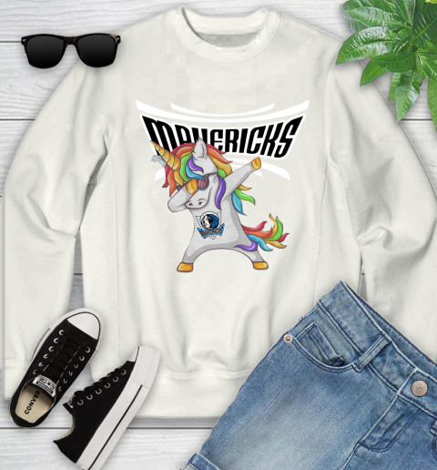 Dallas Mavericks NBA Basketball Funny Unicorn Dabbing Sports Youth Sweatshirt