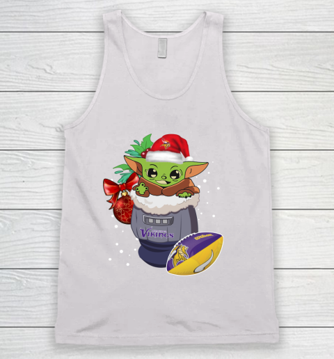 Minnesota Vikings Christmas Baby Yoda Star Wars Funny Happy NFL Tank Top 2