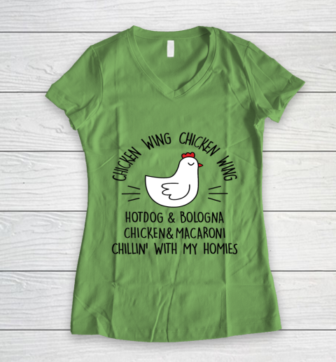 Viral Chicken Wing Chicken Wing Hot Dog Bologna Song Lyric Women's V-Neck T-Shirt 5
