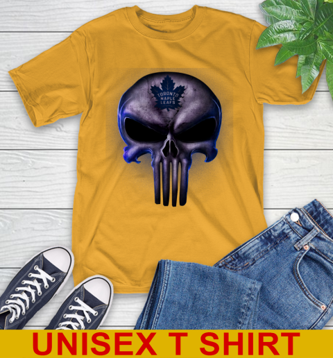 Toronto Maple Leafs NHL Hockey Punisher Skull Sports T-Shirt 2