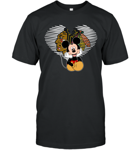 NHL Chicago Blackhawks Carolina Hurricanes The Heart Mickey Mouse Disney Hockey T Shirt