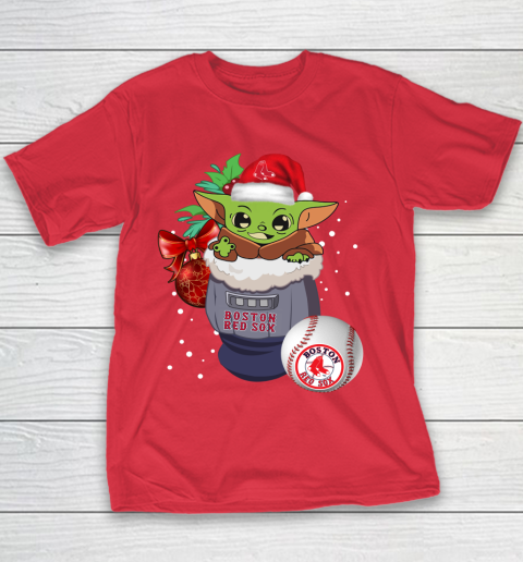 Boston Red Sox Christmas Baby Yoda Star Wars Funny Happy MLB Youth