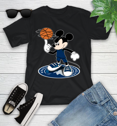 NBA Basketball Minnesota Timberwolves Cheerful Mickey Disney Shirt Youth T-Shirt