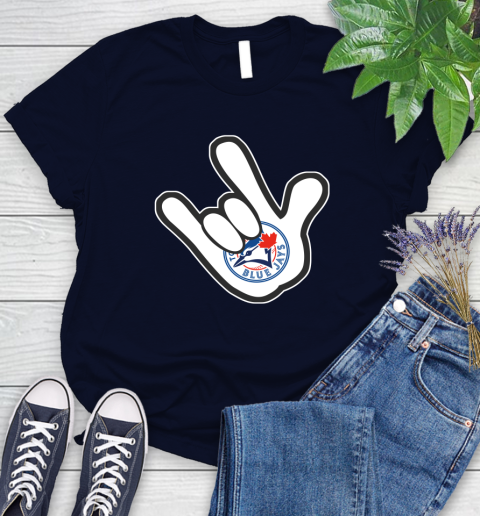 Toronto Blue Jays MLB Baseball Mickey Rock Hand Disney Women's T-Shirt 3