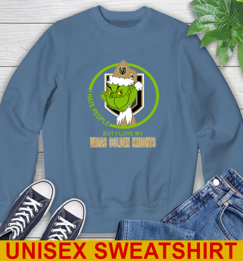 Vegas Golden Knights NHL Christmas Grinch I Hate People But I Love My Favorite Hockey Team Sweatshirt 8