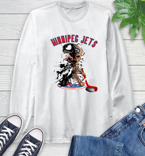 NHL Winnipeg Jets Hockey Venom Groot Guardians Of The Galaxy Long Sleeve T-Shirt