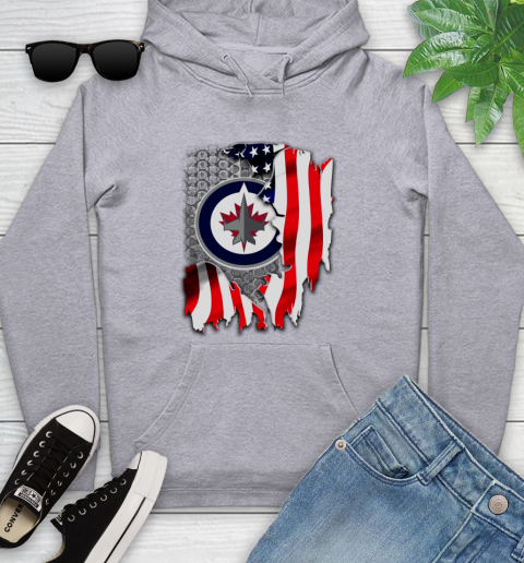 Winnipeg Jets NHL Hockey American Flag Youth Hoodie 6