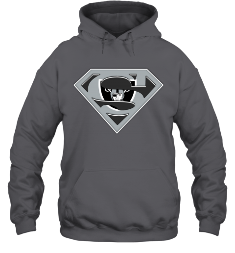 Oakland Raiders NFL LOGO Superman r6xv oakland raiders nfl logo superman hoodie 23 front charcoal