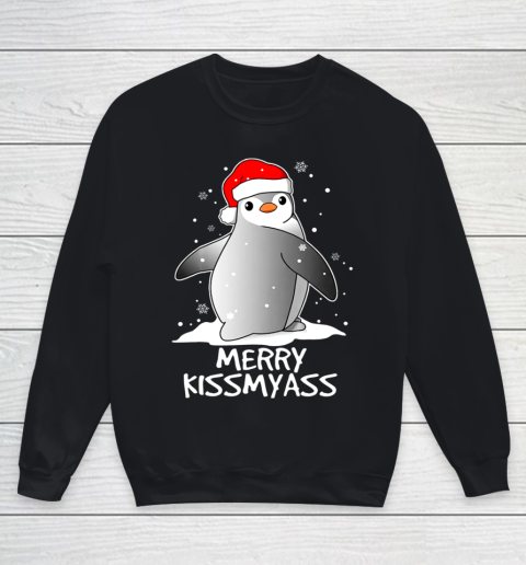 Funny Penguin Merry Kissmyass Christmas Youth Sweatshirt