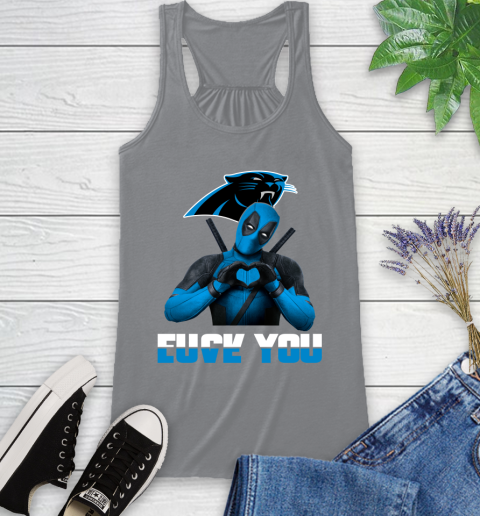 NHL Carolina Panthers Deadpool Love You Fuck You Football Sports Racerback Tank 4