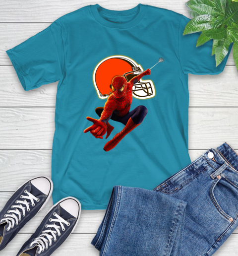 NFL Spider Man Avengers Endgame Football Cleveland Browns T-Shirt 8