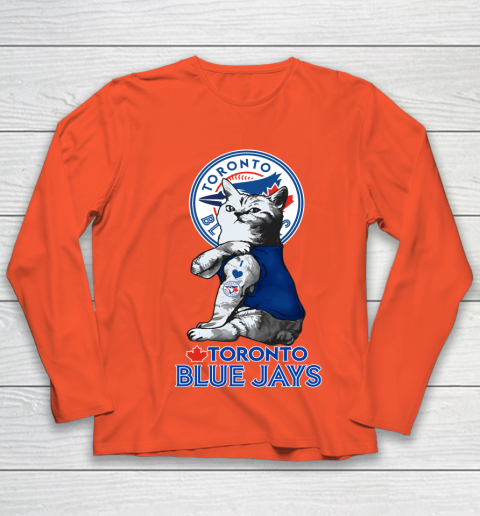 MLB Baseball My Cat Loves Toronto Blue Jays Youth Long Sleeve 3