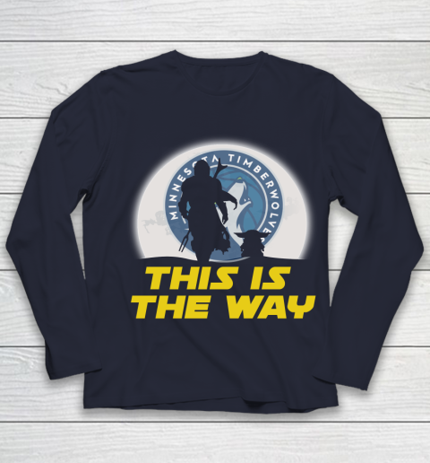 Minnesota Timberwolves NBA Basketball Star Wars Yoda And Mandalorian This Is The Way Youth Long Sleeve 2