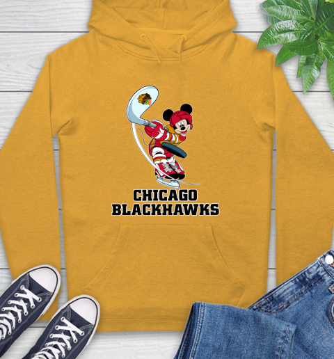 NHL Hockey Chicago Blackhawks Cheerful Mickey Mouse Shirt Hoodie 3