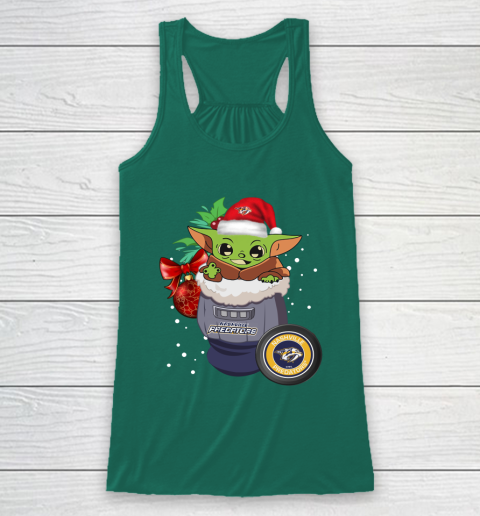 Nashville Predators Christmas Baby Yoda Star Wars Funny Happy NHL Racerback Tank 6