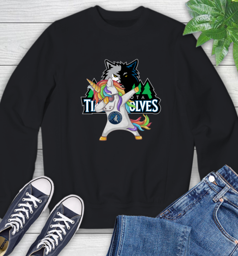 Minnesota Timberwolves NBA Basketball Funny Unicorn Dabbing Sports Sweatshirt 2
