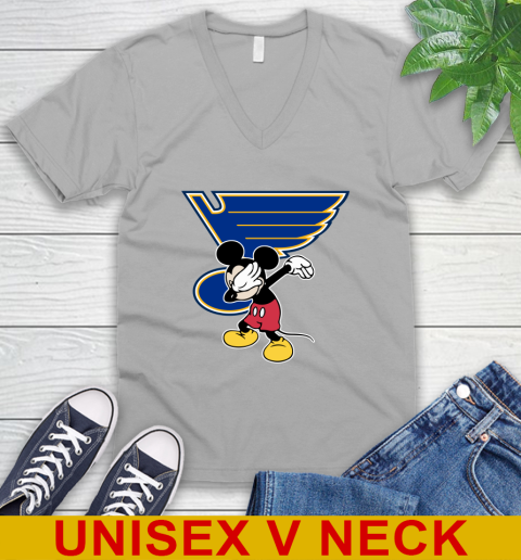 St.Louis Blues NHL Hockey Dabbing Mickey Disney Sports V-Neck T-Shirt 4