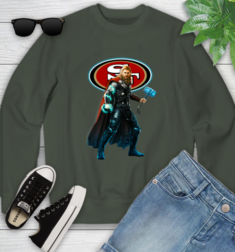 NFL Thor Avengers Endgame Football San Francisco 49ers Youth Sweatshirt 10