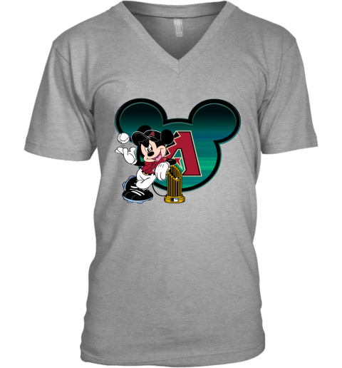 MLB Arizona Diamondbacks The Commissioner's Trophy Mickey Mouse Disney Baseball T Shirt BS40XP24s66 v neck unisex 8 95 151514 front sport grey