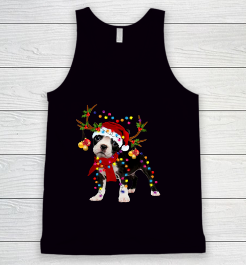 Santa Boston terrier reindeer Light Christmas gifts Tank Top