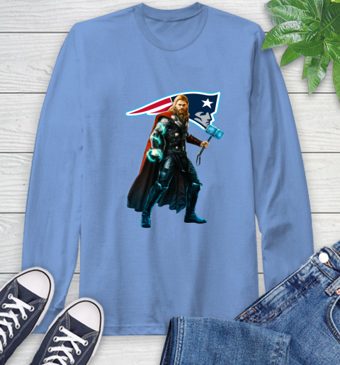 NFL Thor Avengers Endgame Football New England Patriots Long Sleeve T-Shirt 11