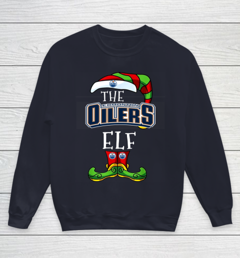 Edmonton Oilers Christmas ELF Funny NHL Youth Sweatshirt 2